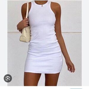 White fox ribbed mini dress